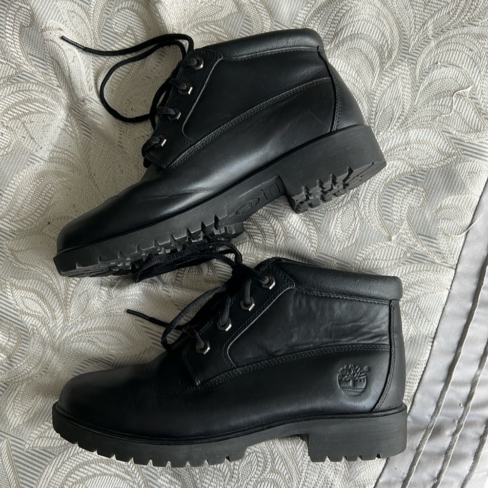 Timberland Black Leather Boots Size 8.5 W Women’s Outdoor Hiking Moto Biker